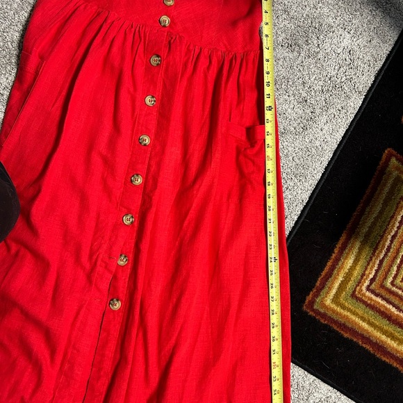 Buffalo David Bitton Red Button Up Linen MIDI Dress size xl - Picture 9 of 10